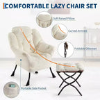 Fauteuil inclinable avec ottoman, fauteuil de salon moderne avec repose-pieds, accoudoirs, poche latérale pour le salon, la chambre, le dortoir ou le bureau