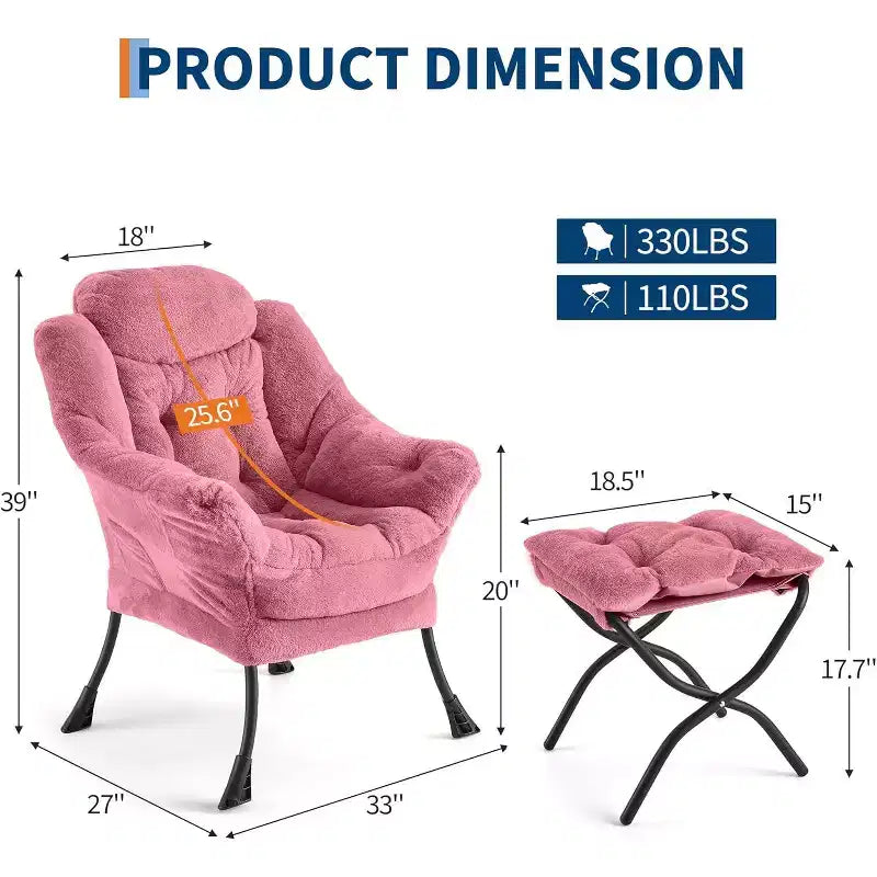 Fauteuil inclinable avec ottoman, fauteuil de salon moderne avec repose-pieds, accoudoirs, poche latérale pour le salon, la chambre, le dortoir ou le bureau
