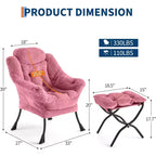 Fauteuil inclinable avec ottoman, fauteuil de salon moderne avec repose-pieds, accoudoirs, poche latérale pour le salon, la chambre, le dortoir ou le bureau