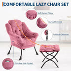 Fauteuil inclinable avec ottoman, fauteuil de salon moderne avec repose-pieds, accoudoirs, poche latérale pour le salon, la chambre, le dortoir ou le bureau
