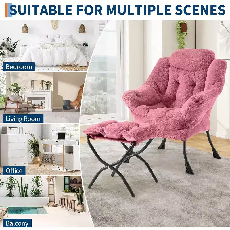 Fauteuil inclinable avec ottoman, fauteuil de salon moderne avec repose-pieds, accoudoirs, poche latérale pour le salon, la chambre, le dortoir ou le bureau