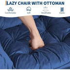 Fauteuil inclinable avec ottoman, fauteuil de salon moderne avec repose-pieds, accoudoirs, poche latérale pour le salon, la chambre, le dortoir ou le bureau