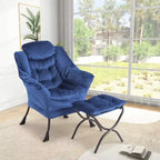 Fauteuil inclinable avec ottoman, fauteuil de salon moderne avec repose-pieds, accoudoirs, poche latérale pour le salon, la chambre, le dortoir ou le bureau