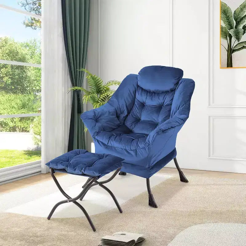 Fauteuil inclinable avec ottoman, fauteuil de salon moderne avec repose-pieds, accoudoirs, poche latérale pour le salon, la chambre, le dortoir ou le bureau
