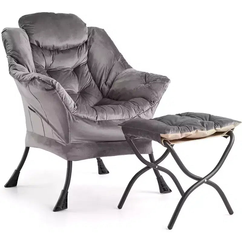 Fauteuil inclinable avec ottoman, fauteuil de salon moderne avec repose-pieds, accoudoirs, poche latérale pour le salon, la chambre, le dortoir ou le bureau