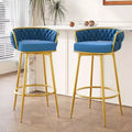 TUYOHW 31.5 Swivel Counter Height Bar Stools Set of 2,Luxury Golden Metal Base Bar Stools with Hand-Woven Backrest,286lbs Capacity