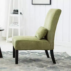 Fauteuil d'appoint sans accoudoirs en tissu chenille moderne avec oreiller, pieds en bois massif, siège profond pour le salon, la chambre ou le bureau