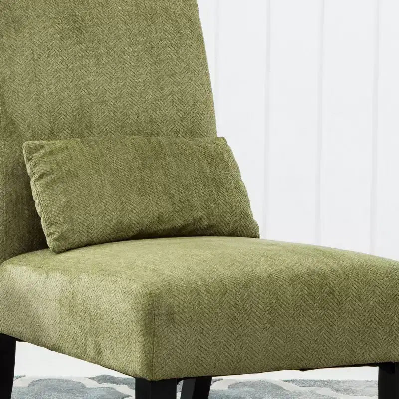 Fauteuil d'appoint sans accoudoirs en tissu chenille moderne avec oreiller, pieds en bois massif, siège profond pour le salon, la chambre ou le bureau