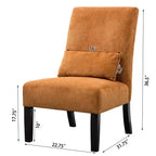 Fauteuil d'appoint sans accoudoirs en tissu chenille moderne avec oreiller, pieds en bois massif, siège profond pour le salon, la chambre ou le bureau