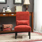 Fauteuil d'appoint sans accoudoirs en tissu chenille moderne avec oreiller, pieds en bois massif, siège profond pour le salon, la chambre ou le bureau