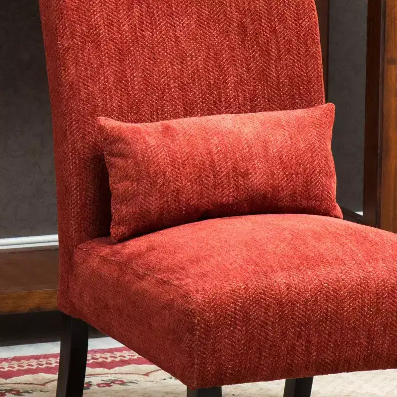 Fauteuil d'appoint sans accoudoirs en tissu chenille moderne avec oreiller, pieds en bois massif, siège profond pour le salon, la chambre ou le bureau