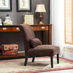 Fauteuil d'appoint sans accoudoirs en tissu chenille moderne avec oreiller, pieds en bois massif, siège profond pour le salon, la chambre ou le bureau