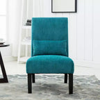 Fauteuil d'appoint sans accoudoirs en tissu chenille moderne avec oreiller, pieds en bois massif, siège profond pour le salon, la chambre ou le bureau