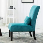 Fauteuil d'appoint sans accoudoirs en tissu chenille moderne avec oreiller, pieds en bois massif, siège profond pour le salon, la chambre ou le bureau