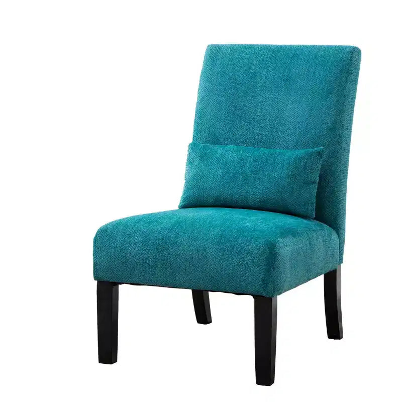 Fauteuil d'appoint sans accoudoirs en tissu chenille moderne avec oreiller, pieds en bois massif, siège profond pour le salon, la chambre ou le bureau