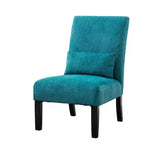 Fauteuil d'appoint sans accoudoirs en tissu chenille moderne avec oreiller, pieds en bois massif, siège profond pour le salon, la chambre ou le bureau