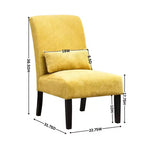 Fauteuil d'appoint sans accoudoirs en tissu chenille moderne avec oreiller, pieds en bois massif, siège profond pour le salon, la chambre ou le bureau