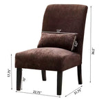 Fauteuil d'appoint sans accoudoirs en tissu chenille moderne avec oreiller, pieds en bois massif, siège profond pour le salon, la chambre ou le bureau
