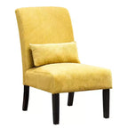 Fauteuil d'appoint sans accoudoirs en tissu chenille moderne avec oreiller, pieds en bois massif, siège profond pour le salon, la chambre ou le bureau