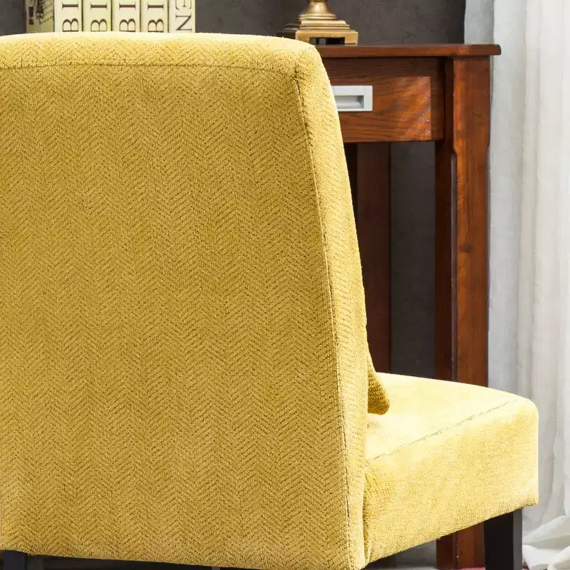 Fauteuil d'appoint sans accoudoirs en tissu chenille moderne avec oreiller, pieds en bois massif, siège profond pour le salon, la chambre ou le bureau