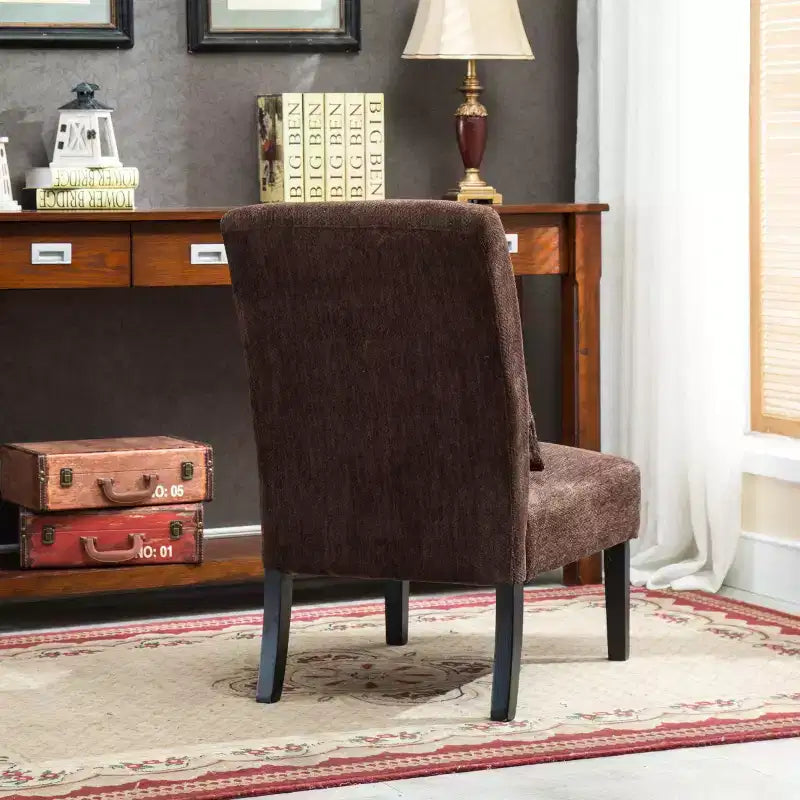 Fauteuil d'appoint sans accoudoirs en tissu chenille moderne avec oreiller, pieds en bois massif, siège profond pour le salon, la chambre ou le bureau
