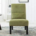 Fauteuil d'appoint sans accoudoirs en tissu chenille moderne avec oreiller, pieds en bois massif, siège profond pour le salon, la chambre ou le bureau