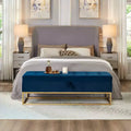 MAYEERTY 58.6 Storage Bed Bench, Uphollstered Bench with Metal Base for Bedroom Living Room Hallway Blue
