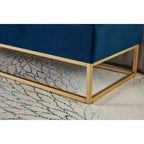 Banc de rangement 58,6 po, banc rembourré avec base en métal pour chambre, salon, couloir bleu