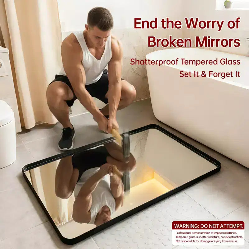 Miroir de salle de bain, miroir mural encadré noir 40x30, verre trempé pour entrée, salon