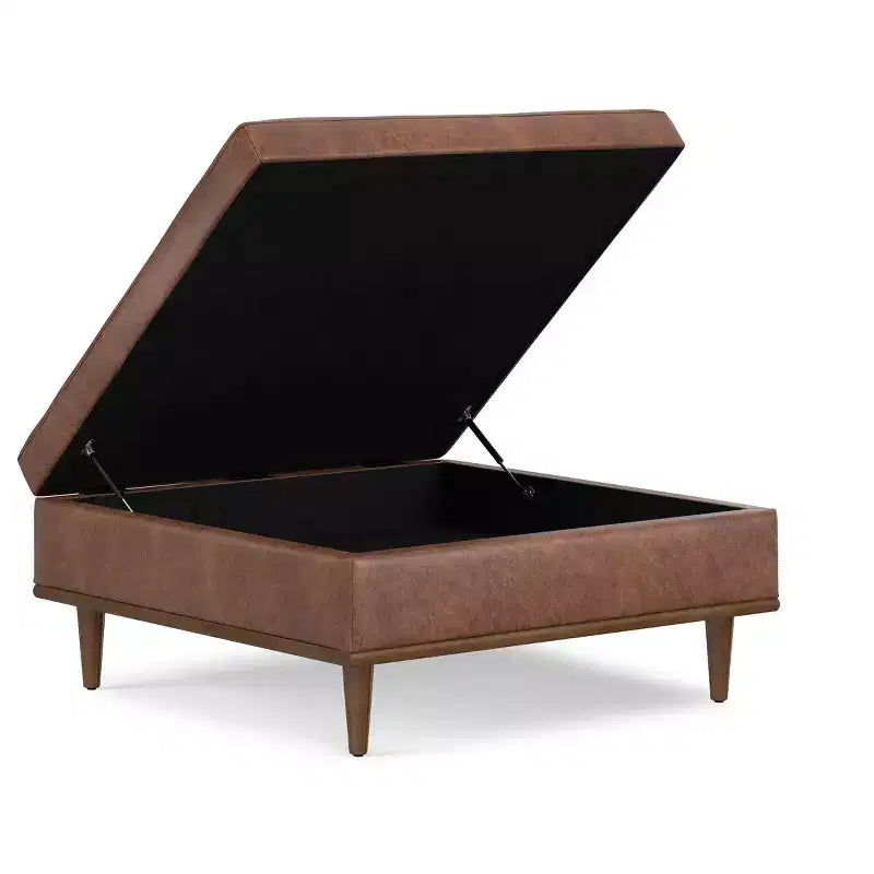 Ottoman table carrée contemporaine de style transitoire de 38 po de large