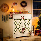 Farmhouse Cabinet - Kitchen Storage Buffet Sideboard with 2 Doors, Drawer & Adjustable Shelf, White Cabinet for Kitchen, Living Room
