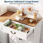 Meuble de Rangement Buffet de Ferme - Bahut avec 2 Portes, Tiroir et Étagère Ajustable, Meuble Blanc pour Cuisine, Salon