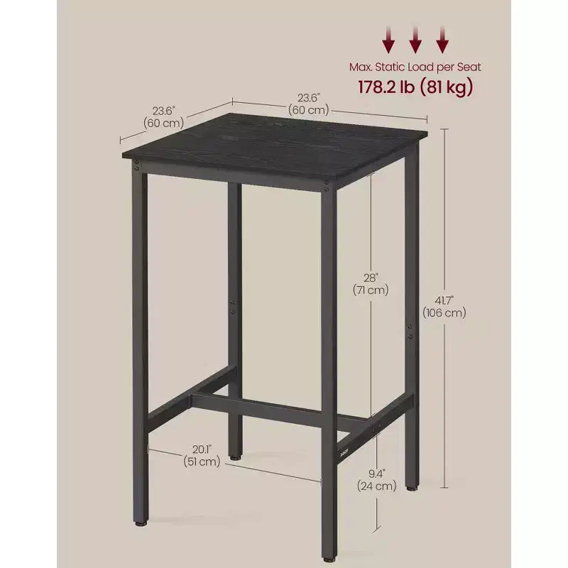 Table de bar, petite table de salle à manger haute de cuisine, cadre métallique robuste, pour espaces restreints, facile à assembler