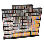 Meuble de rangement multimédia noir : Contient 1520 CD, 702 DVD, 34 étagères réglables, Bois composite