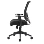 Fauteuil de bureau dossier résille noir : Ergonomique, accoudoirs réglables, pivotant, piètement nylon