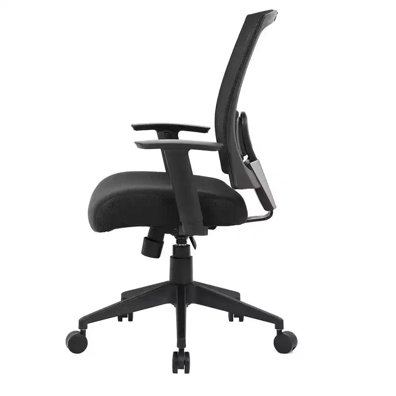 Fauteuil de bureau dossier résille noir : Ergonomique, accoudoirs réglables, pivotant, piètement nylon