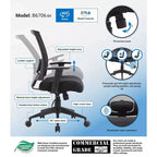 Fauteuil de bureau dossier résille noir : Ergonomique, accoudoirs réglables, pivotant, piètement nylon