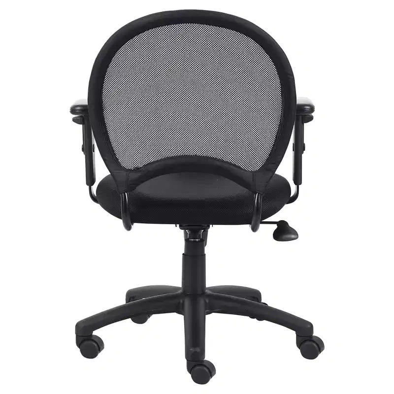 Chaise en maille avec accoudoirs réglables noir : Ergonomique pivotante, piètement nylon, capacité 125 kg