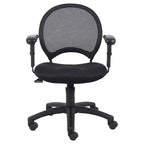 Chaise en maille avec accoudoirs réglables noir : Ergonomique pivotante, piètement nylon, capacité 125 kg