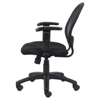 Chaise en maille avec accoudoirs réglables noir : Ergonomique pivotante, piètement nylon, capacité 125 kg