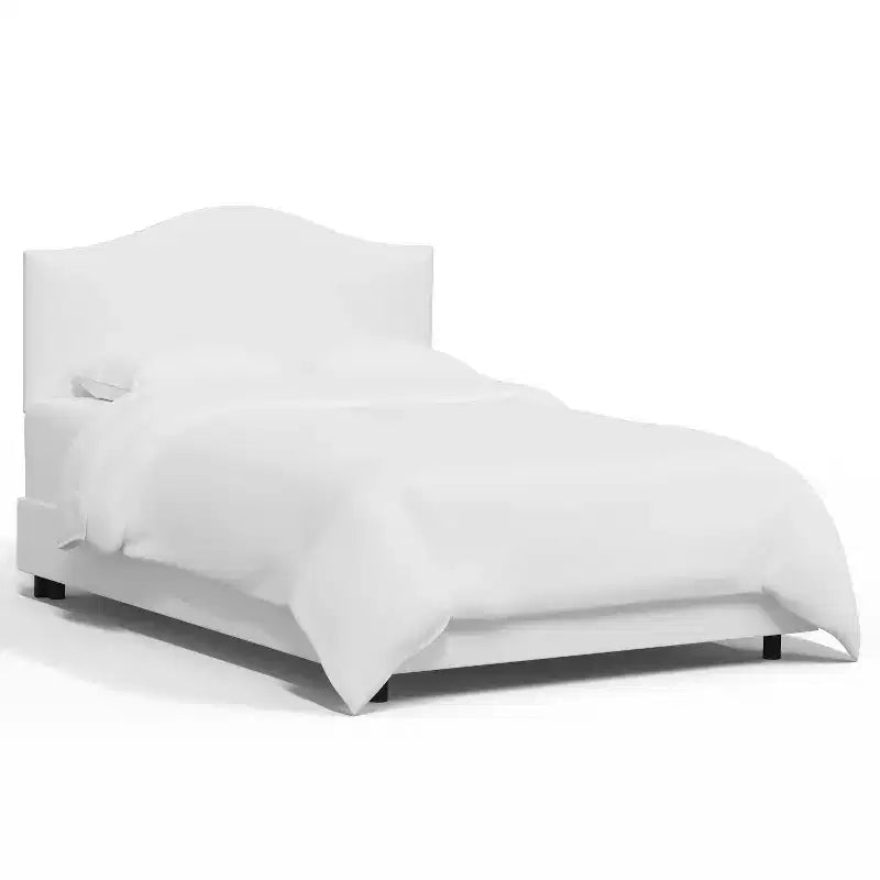 Lit Queen sur mesure avec tête de lit incurvée, blanc cassé