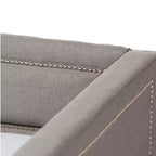 Canapé-lit gigogne double contemporain et moderne en tissu avec clous décoratifs et lit d'appoint escamotable, gris : Structure en bois d'hévéa
