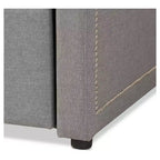 Canapé-lit gigogne double contemporain et moderne en tissu avec clous décoratifs et lit d'appoint escamotable, gris : Structure en bois d'hévéa