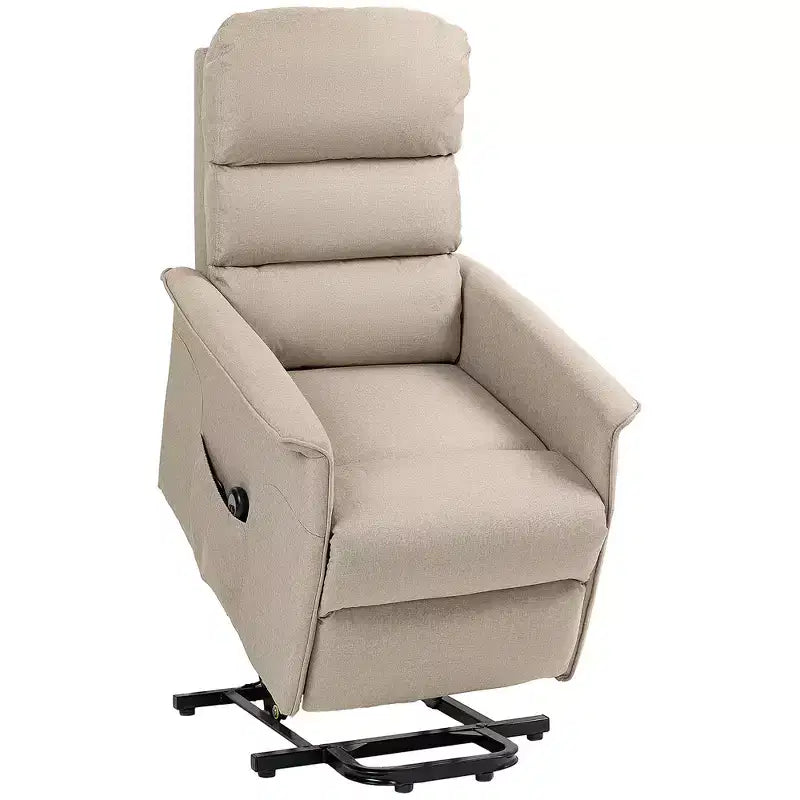 HOMCOM Power Lift Assist Recliner Chair for Elderly with Remote Control, Linen Fabric Upholstery