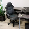 Fauteuil de bureau réglable en similicuir à dossier haut gris anthracite