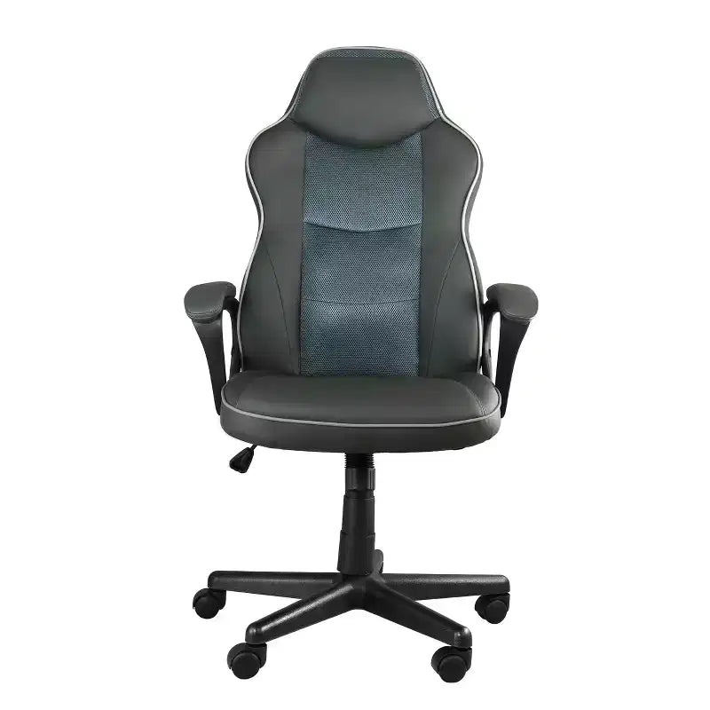 Fauteuil de bureau réglable en similicuir à dossier haut gris anthracite