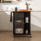 Chariot de service mobile de cuisine en métal avec armoire à porte simple transparente