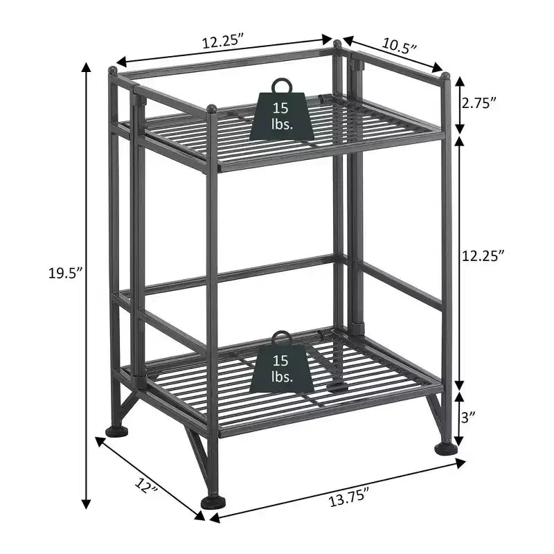 Étagère métallique pliable à 2 niveaux 20 cm de rangement supplémentaire