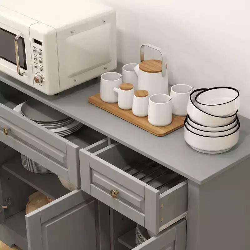 Buffet de cuisine moderne avec 2 tiroirs et étagères réglables, Meuble de rangement pour salon