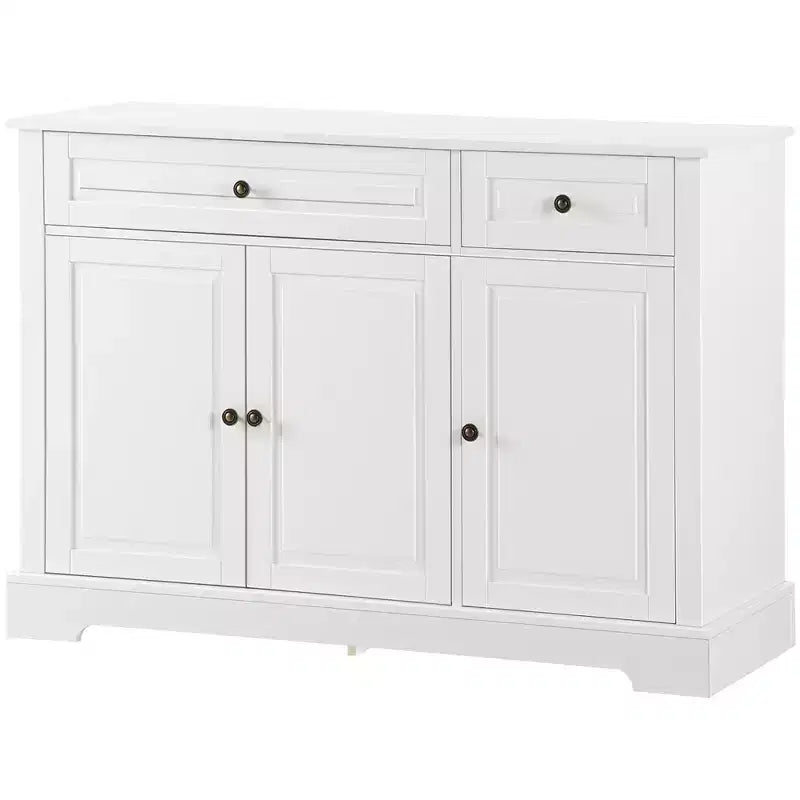 Buffet de cuisine moderne avec 2 tiroirs et étagères réglables, Meuble de rangement pour salon